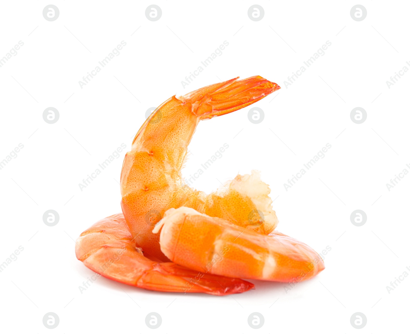 Photo of Delicious freshly cooked shrimps isolated on white