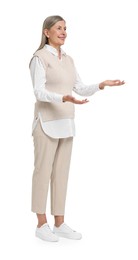 Photo of Full length portrait of senior woman on white background