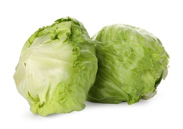 Fresh green iceberg lettuces isolated on white