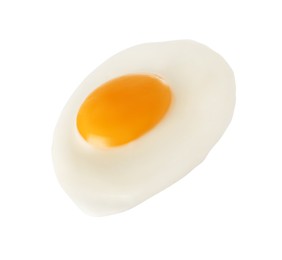 Tasty fried chicken egg isolated on white