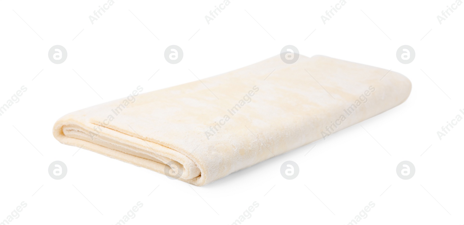 Photo of Raw puff pastry dough isolated on white