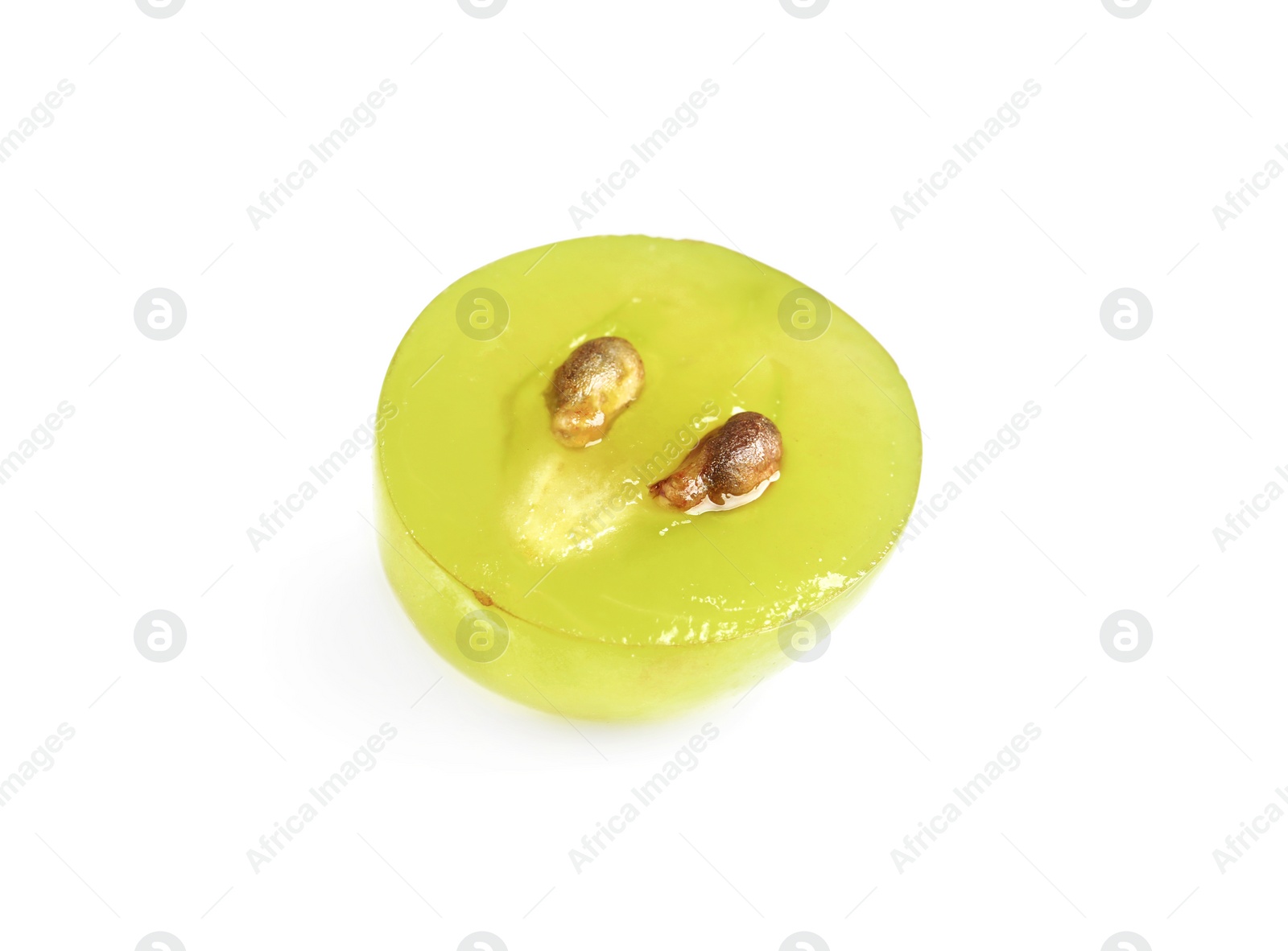 Photo of Half of delicious ripe green grape isolated on white