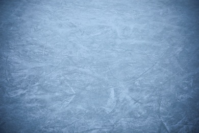 Photo of Frozen ice skating surface as background. Winter season