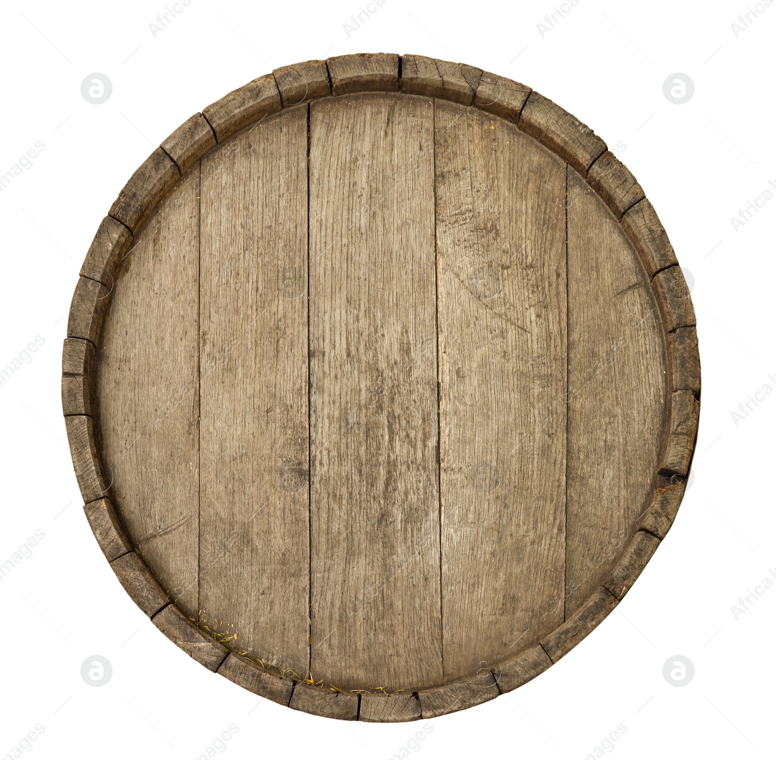 Image of Wooden barrel isolated on white, top view