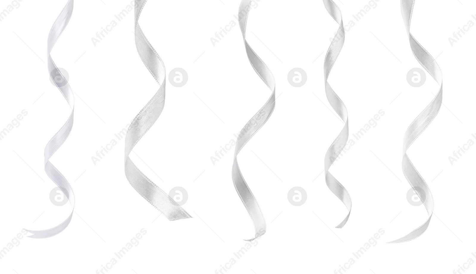 Image of White satin ribbons isolated on white, set