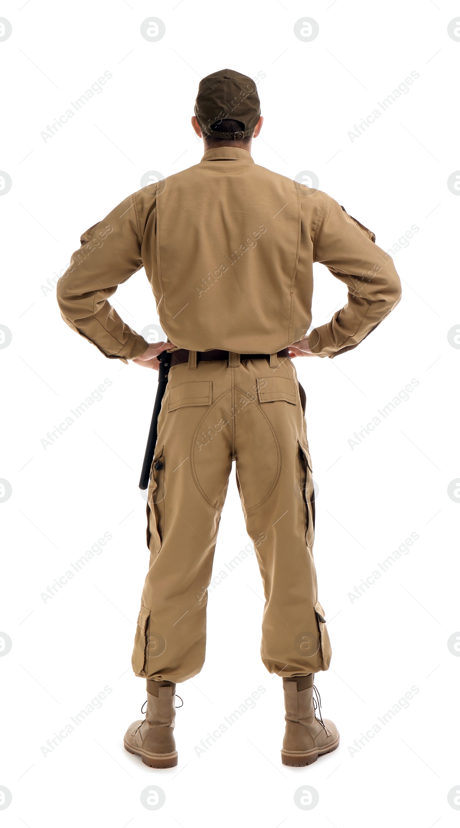 Photo of Male security guard in uniform on white background