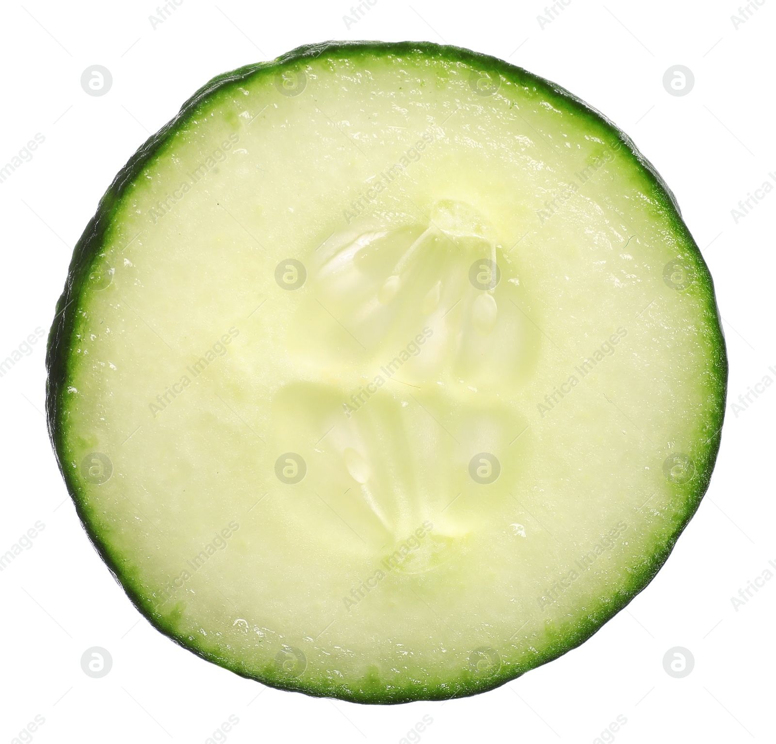 Photo of Slice of fresh cucumber isolated on white