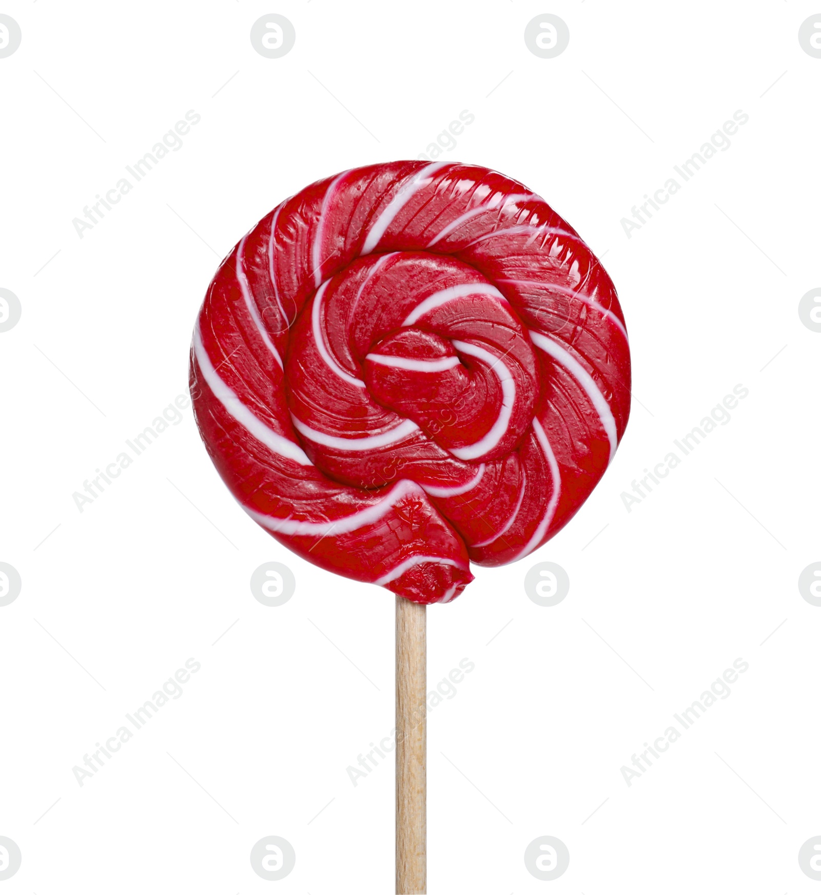 Photo of Stick with colorful lollipop swirl isolated on white