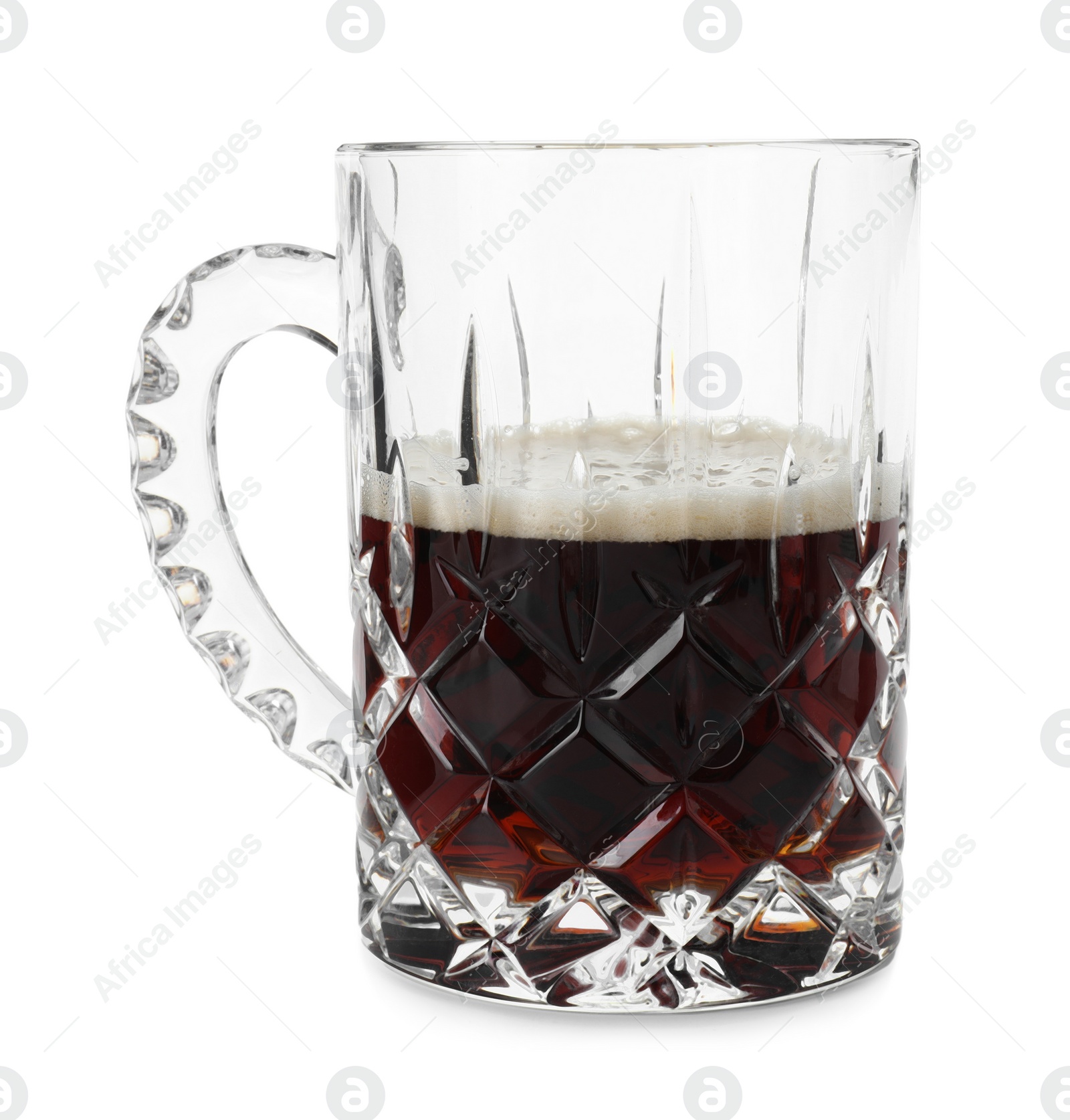 Photo of Half full mug of beer isolated on white