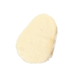 Delicious fresh mozzarella ball on white background