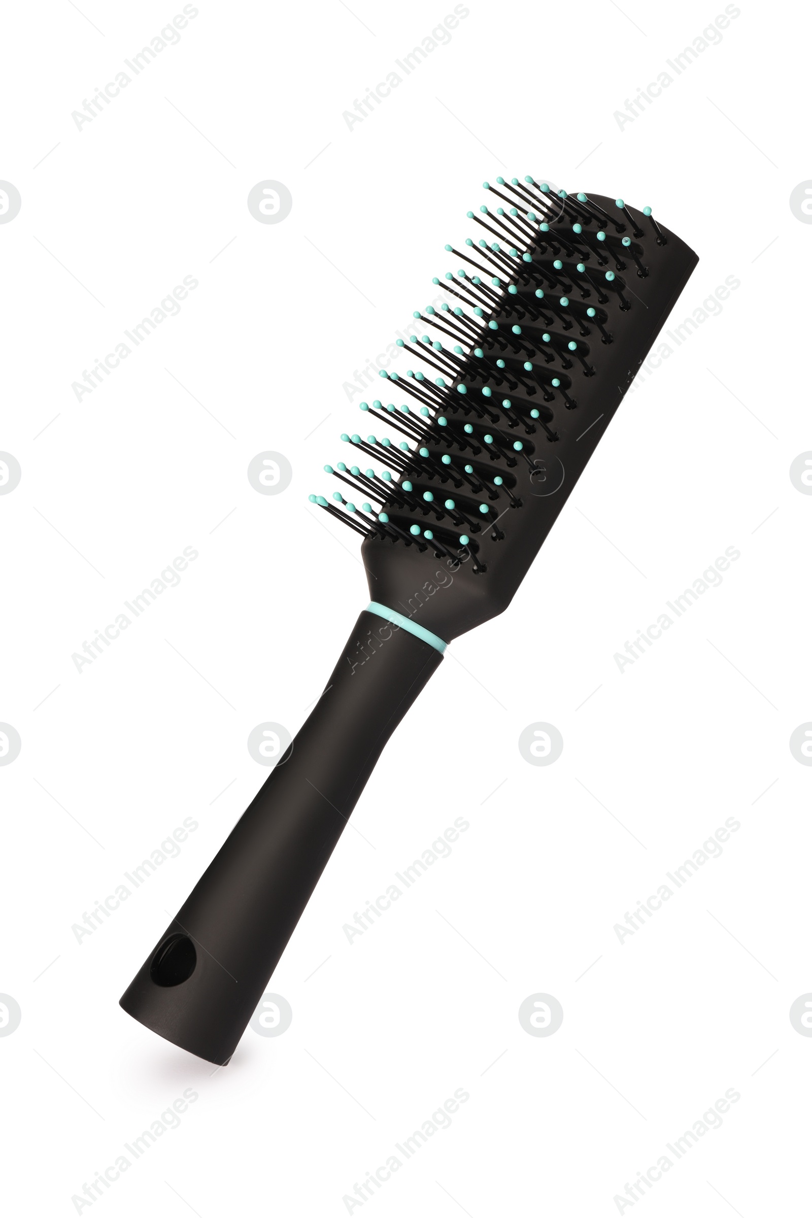 Photo of One new plastic hairbrush isolated on white