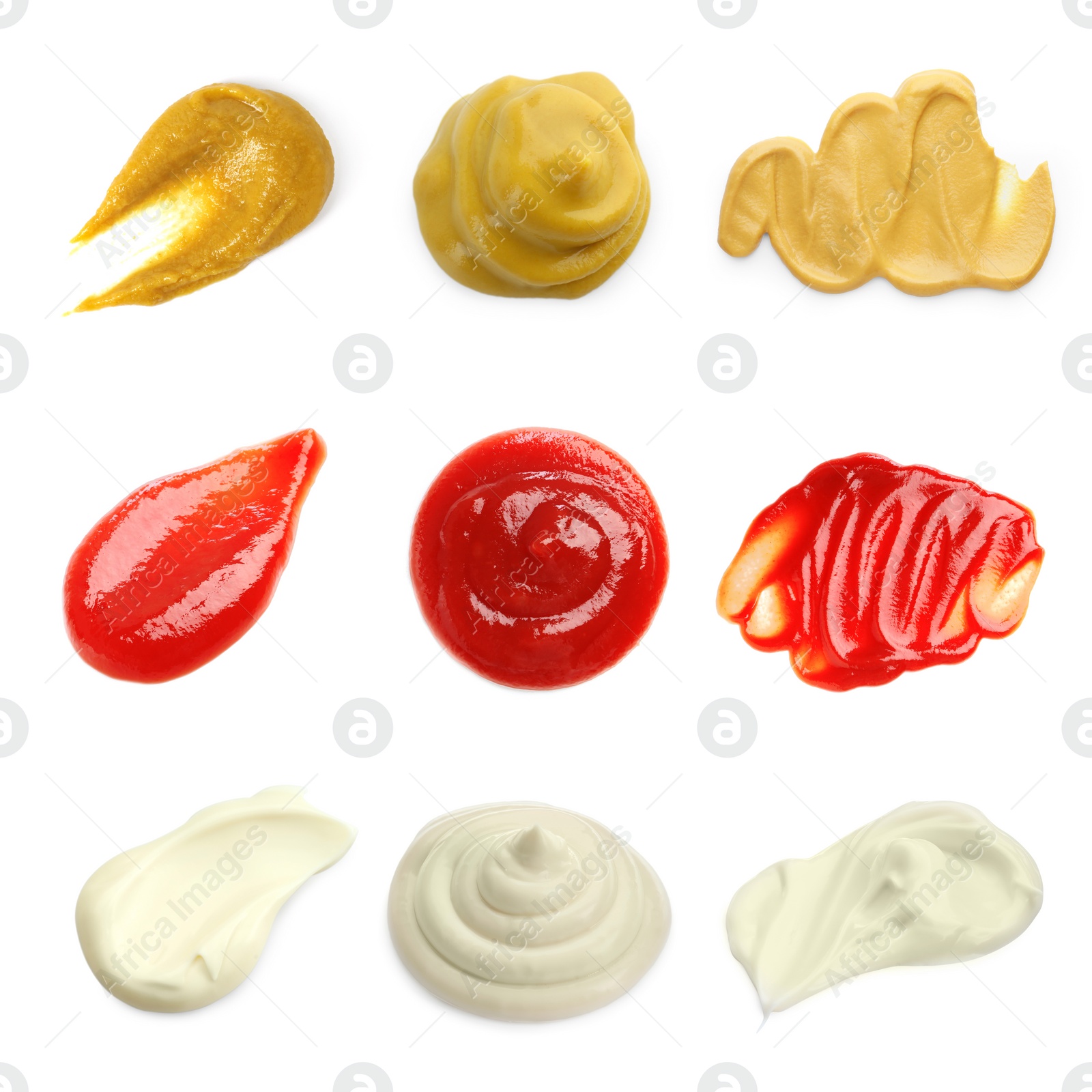 Image of Different delicious sauces isolated on white, set