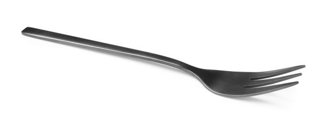 Photo of Clean shiny metal fork isolated on white