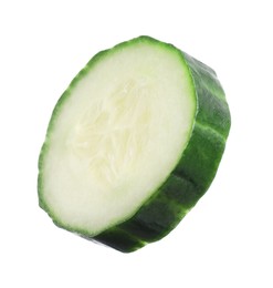 Slice of fresh cucumber isolated on white