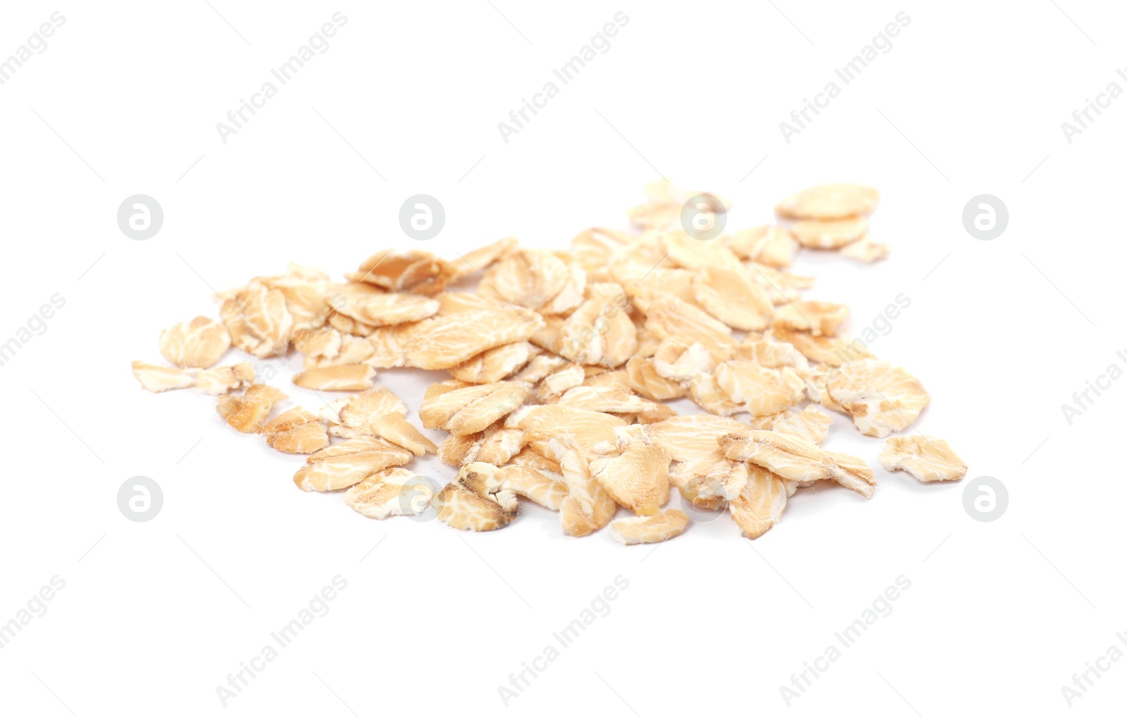 Photo of Pile of rolled oats isolated on white