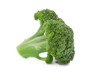 Photo of Fresh green broccoli on white background. Organic food