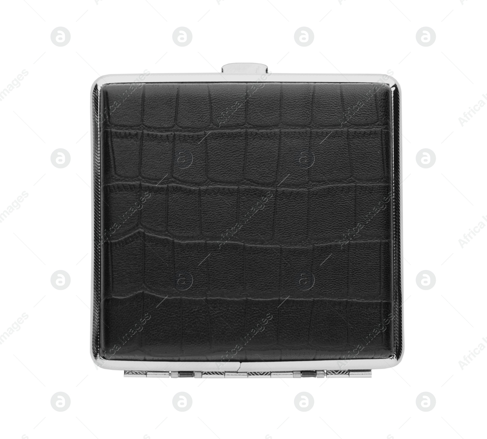 Photo of Stylish leather cigarette case isolated on white