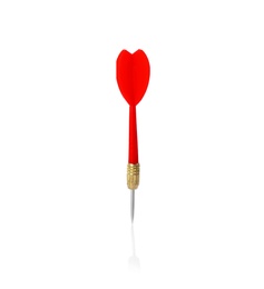 Photo of Red dart arrow for game on white background