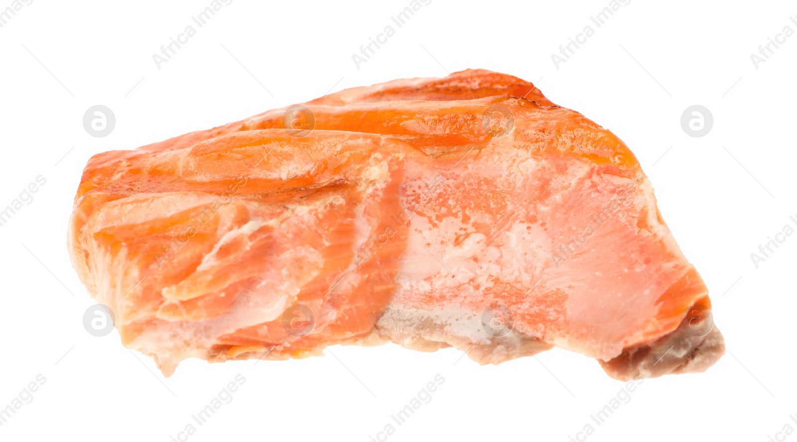 Photo of Piece of tasty grilled salmon isolated on white