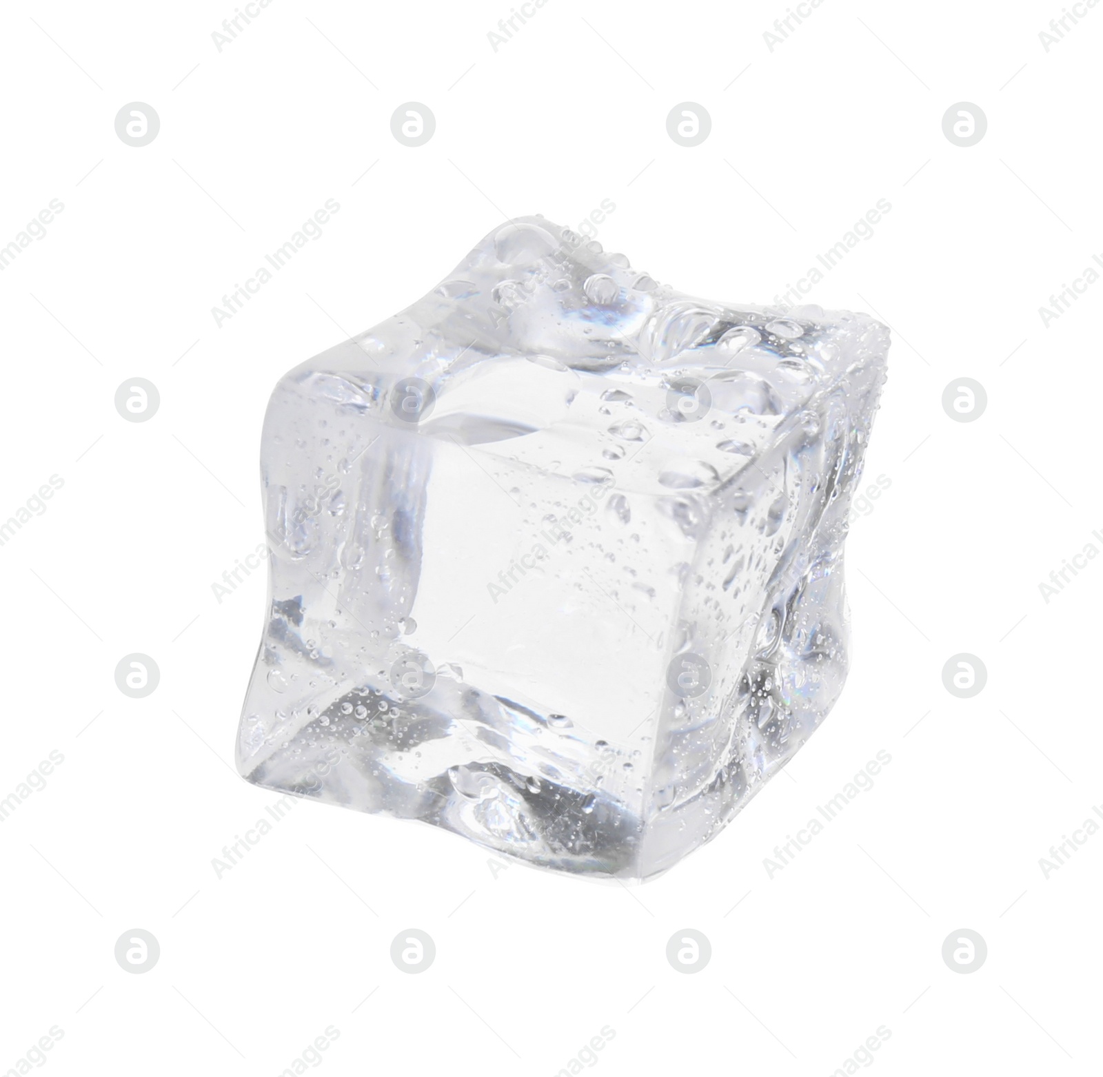 Photo of One crystal clear ice cube isolated on white