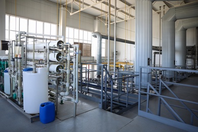 Photo of Modern granary with different equipment, inside view