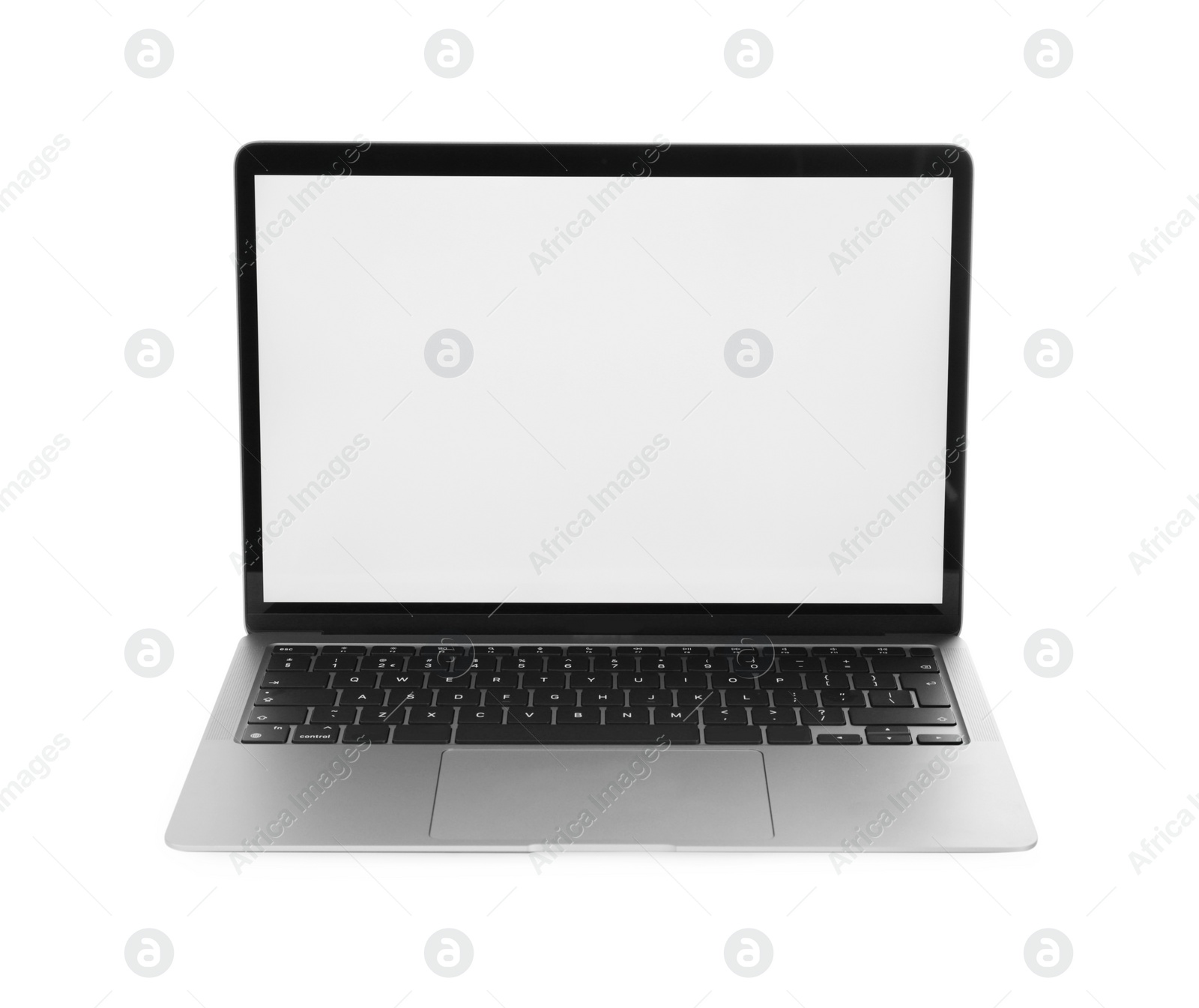 Photo of Laptop with blank screen isolated on white