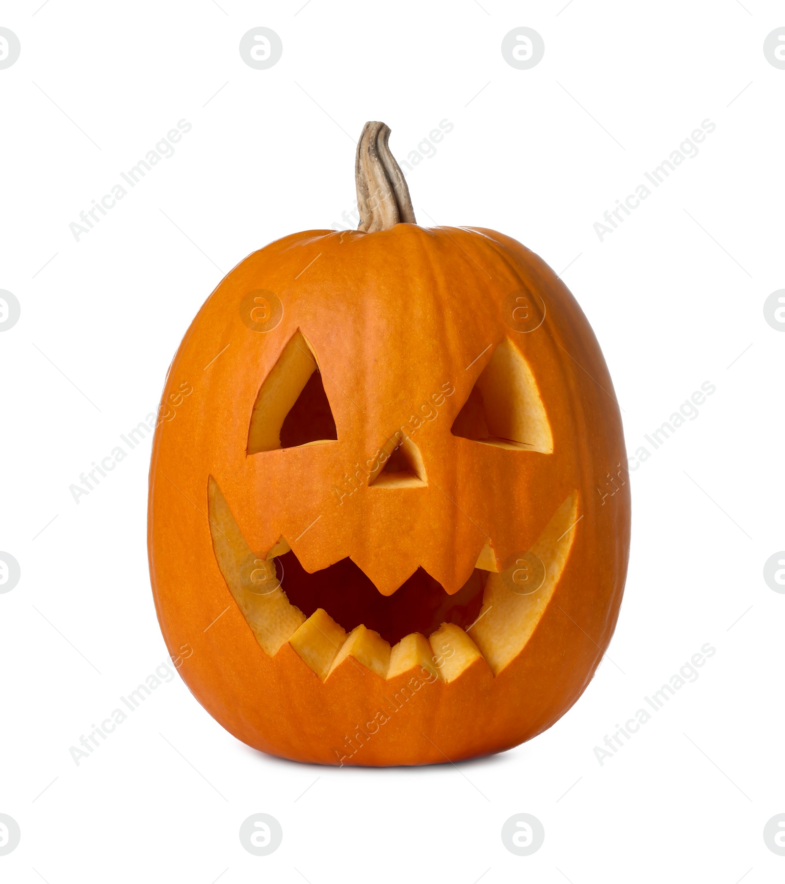 Photo of Carved pumpkin for Halloween isolated on white