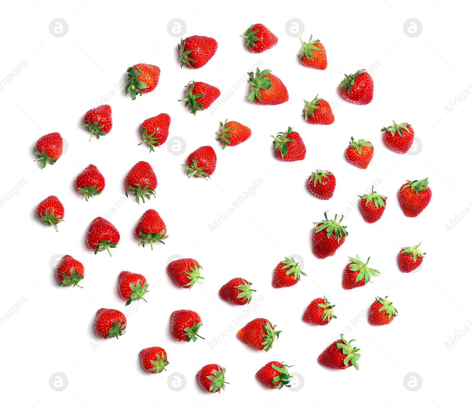 Photo of Composition with ripe red strawberries on light background