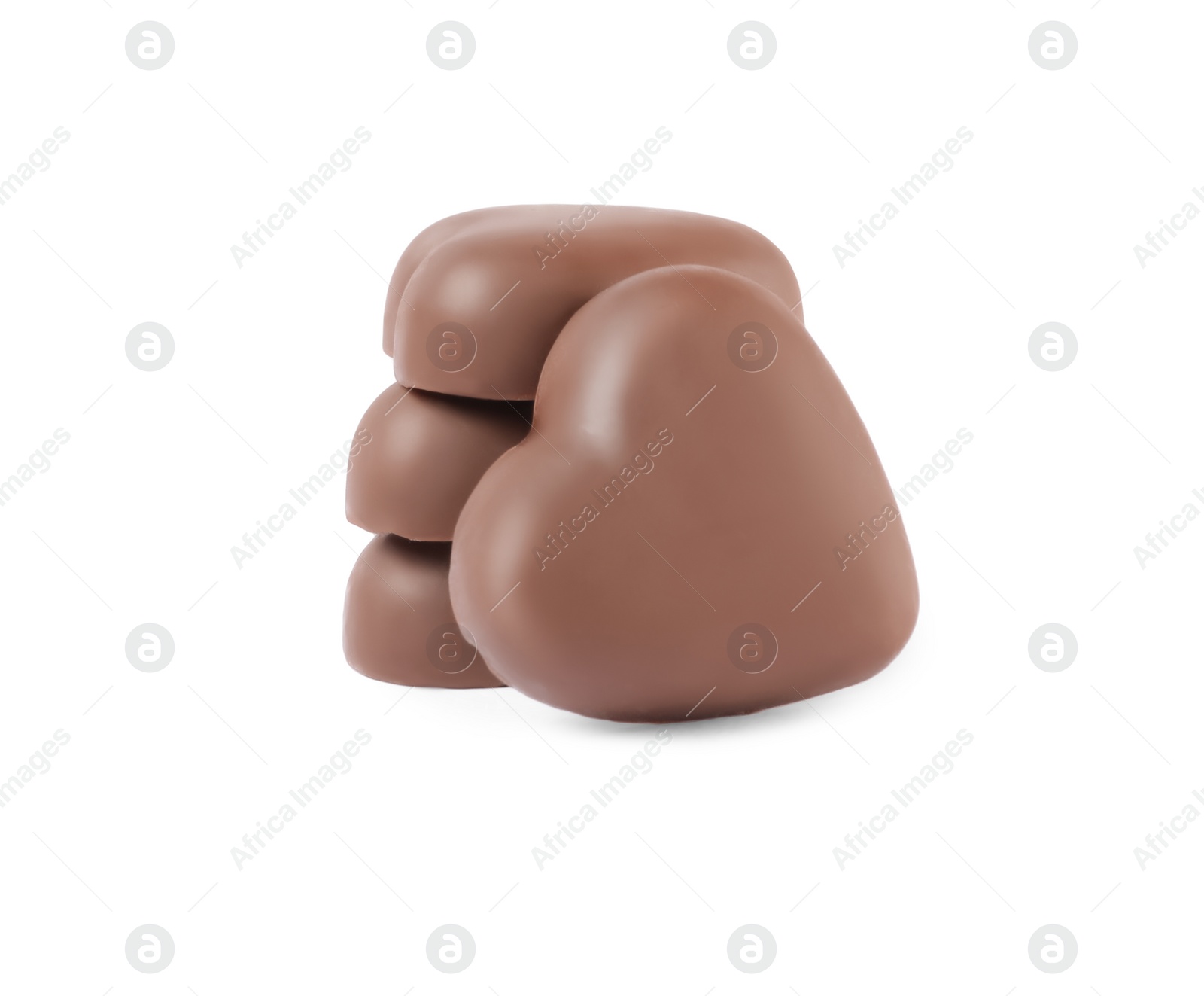 Photo of Beautiful heart shaped chocolate candies on white background