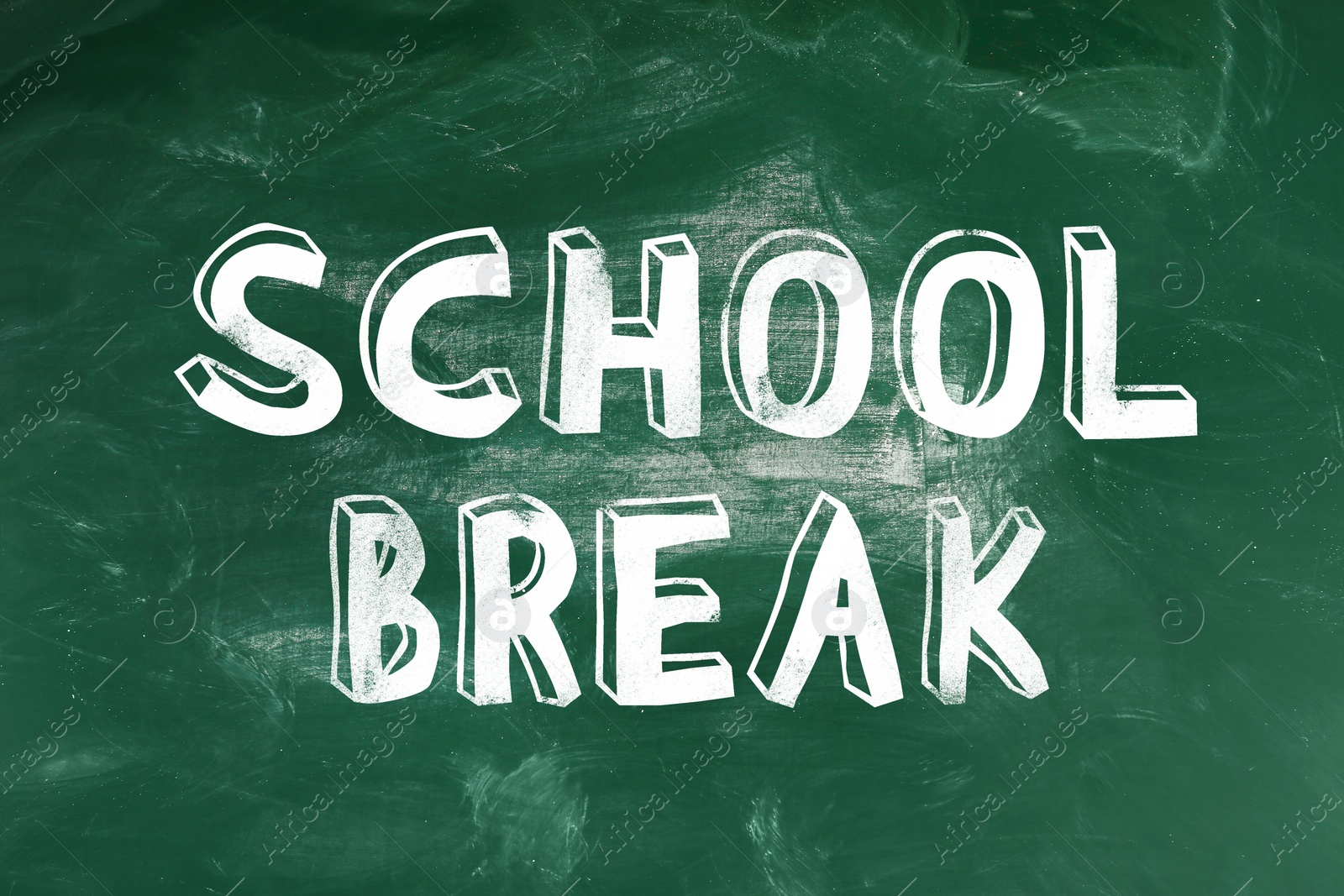 Image of Text School Break on green chalkboard. Seasonal holidays