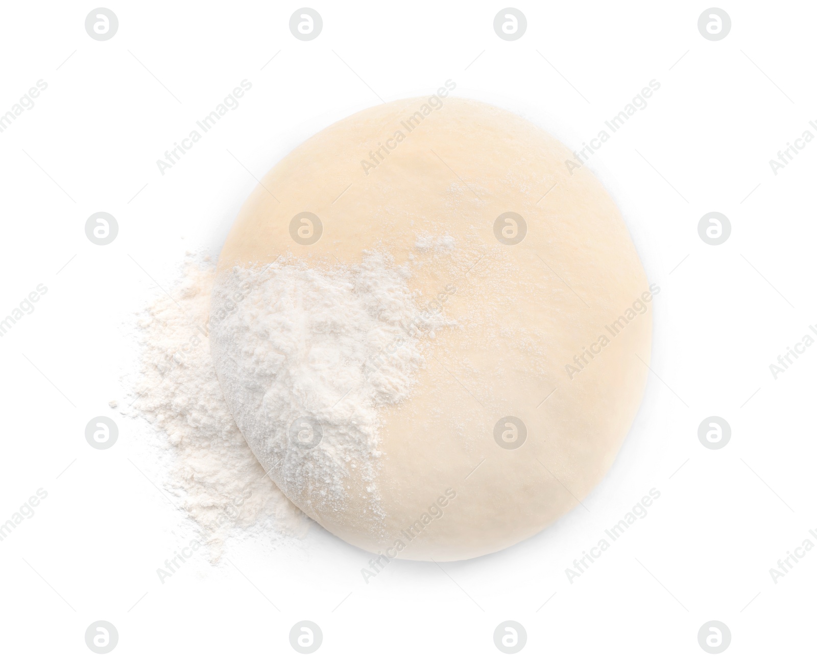 Photo of Fresh raw dough on white background