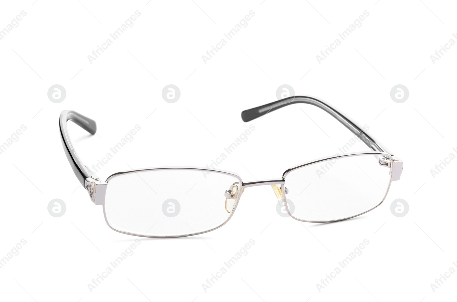 Glasses with corrective lenses on white background. Vision problem Photo of Glasses with corrective lenses on white background. Vision problem