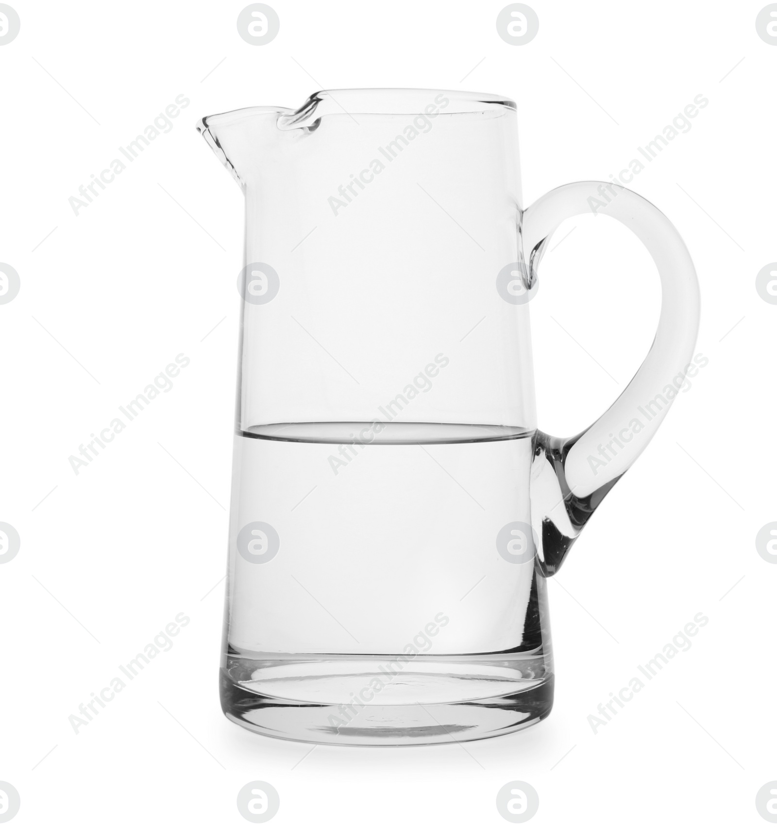 Photo of Glass jug with water isolated on white