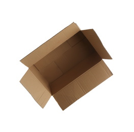 Open empty cardboard box isolated on white