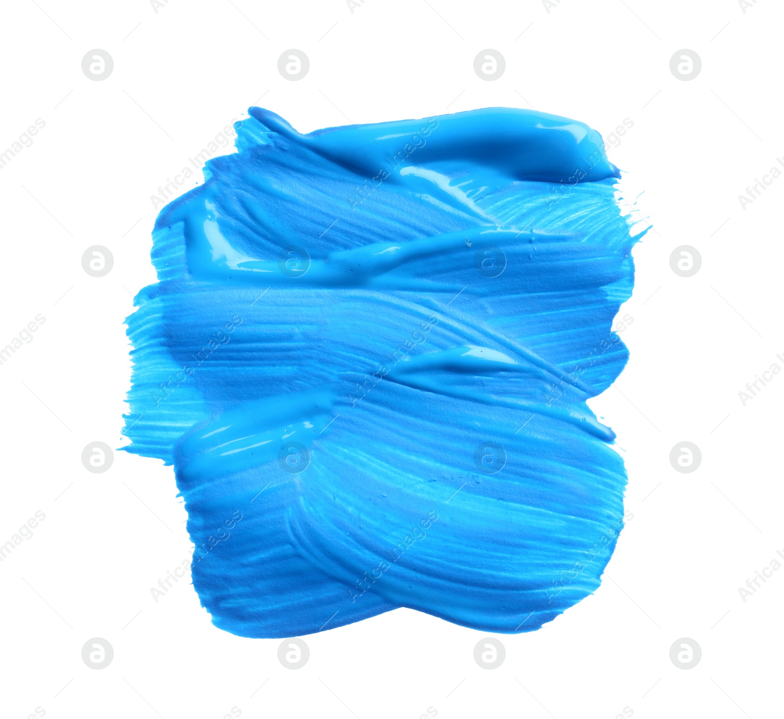 Photo of Abstract brushstroke of blue paint isolated on white