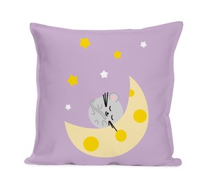 Soft pillow with cute print isolated on white