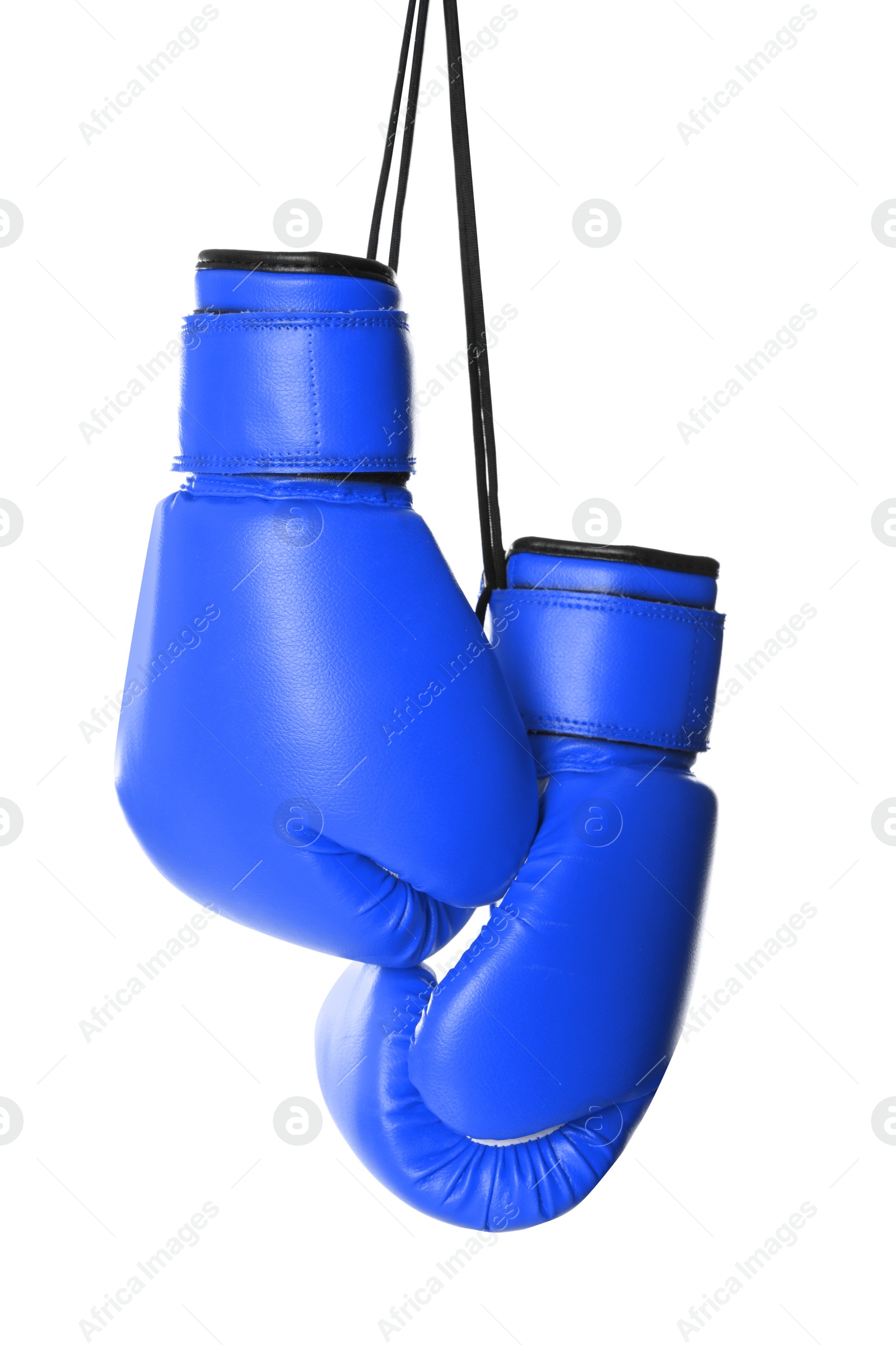 Image of Pair of blue boxing gloves isolated on white