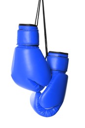 Image of Pair of blue boxing gloves isolated on white