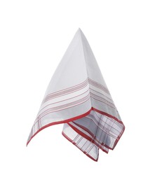 Photo of New handkerchief isolated on white. Stylish accessory