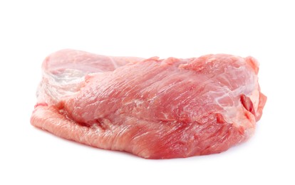 Photo of Piece of raw meat isolated on white