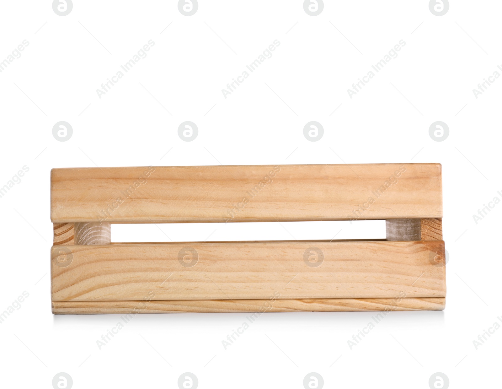 Photo of Wooden crate on white background. Shipping container