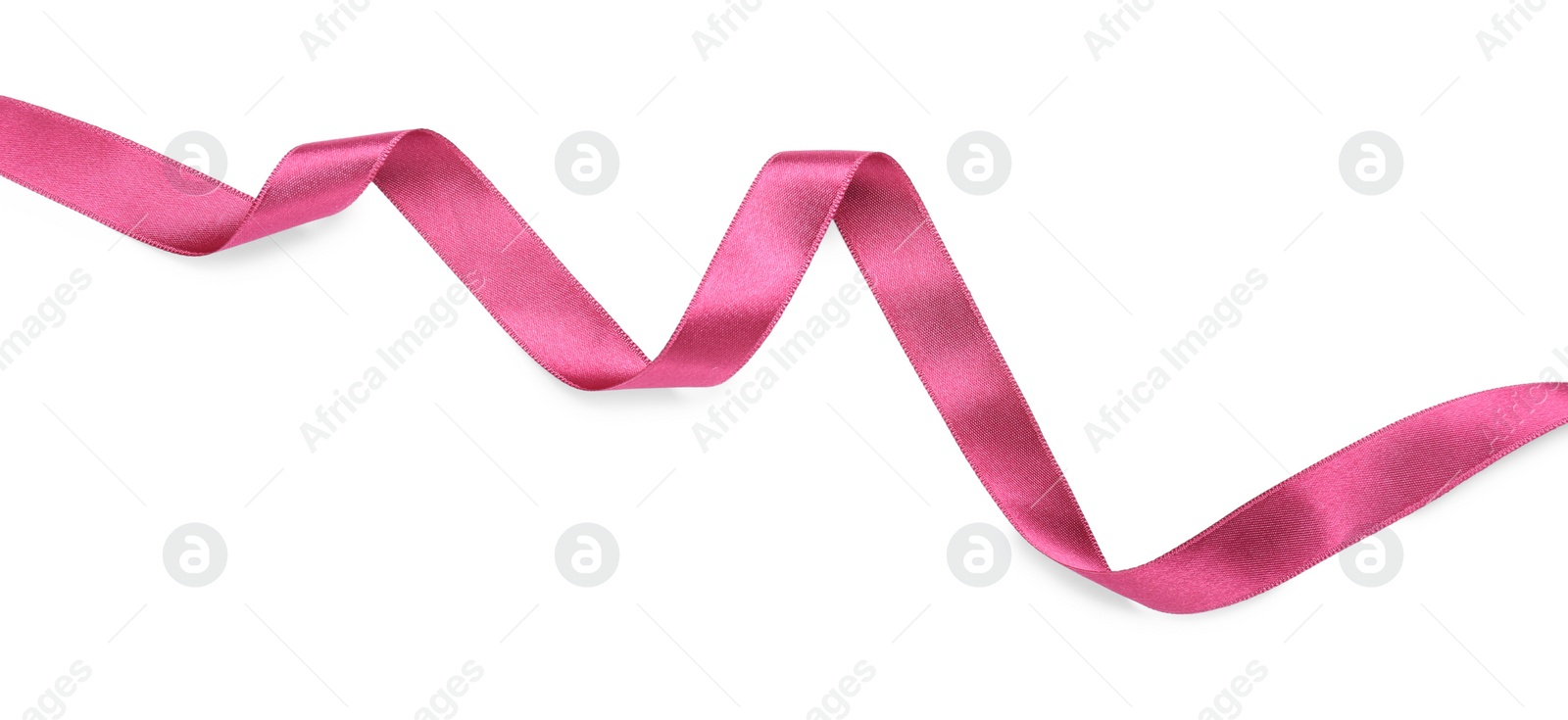 Beautiful pink ribbon isolated on white, top view Photo of Beautiful pink ribbon isolated on white, top view