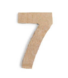 Photo of Number 7 made of cardboard isolated on white