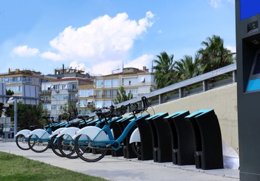 Photo of Parking place with bicycles on city street