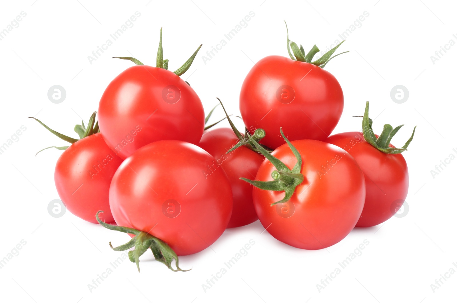 Photo of Tasty fresh raw tomatoes isolated on white