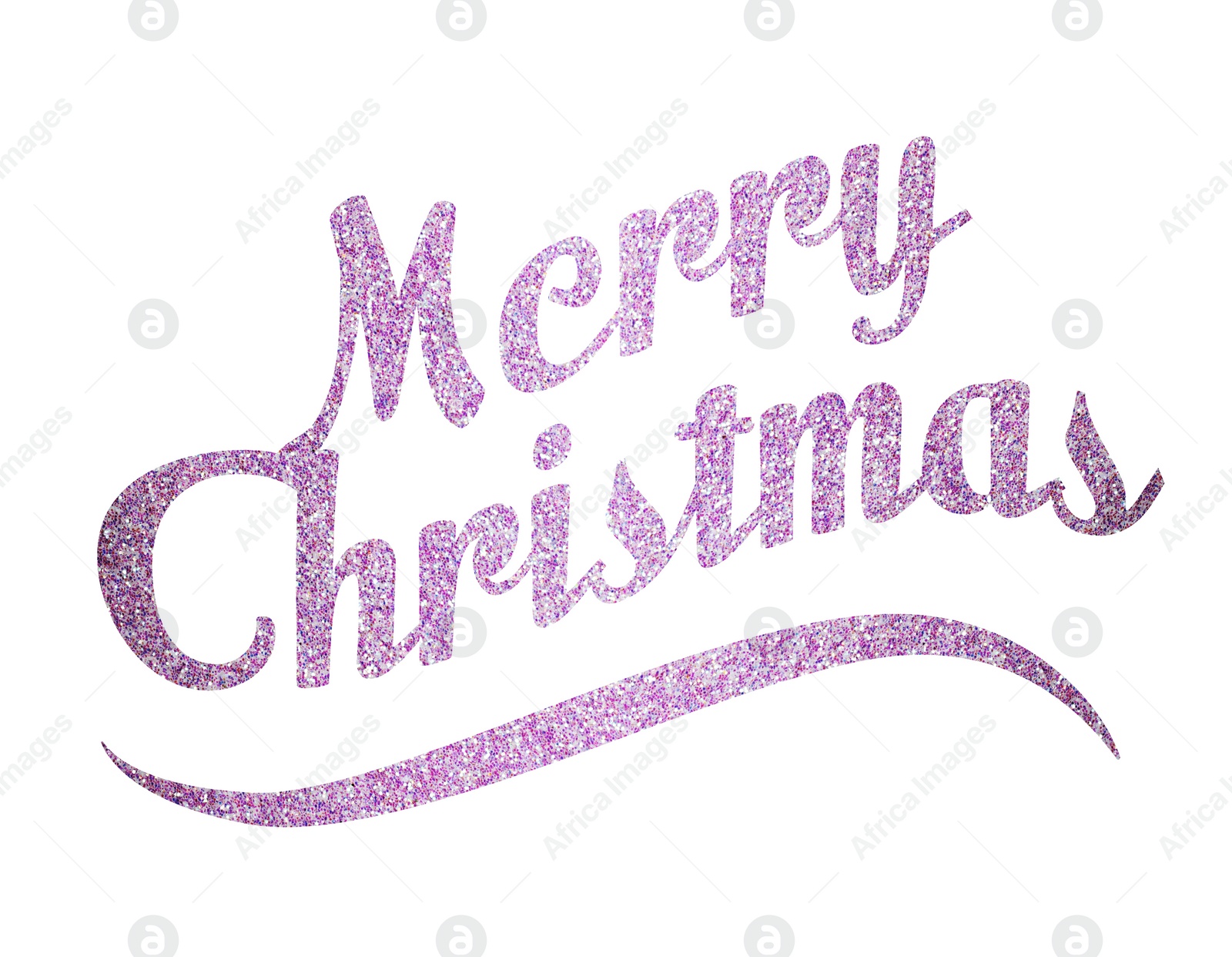 Illustration of Glittery violet text Merry Christmas on white background