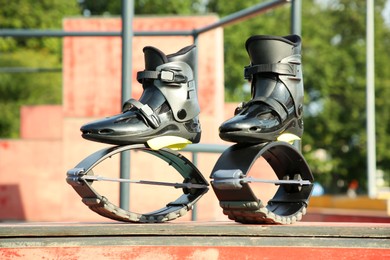 Stylish kangoo jumping boots in workout park