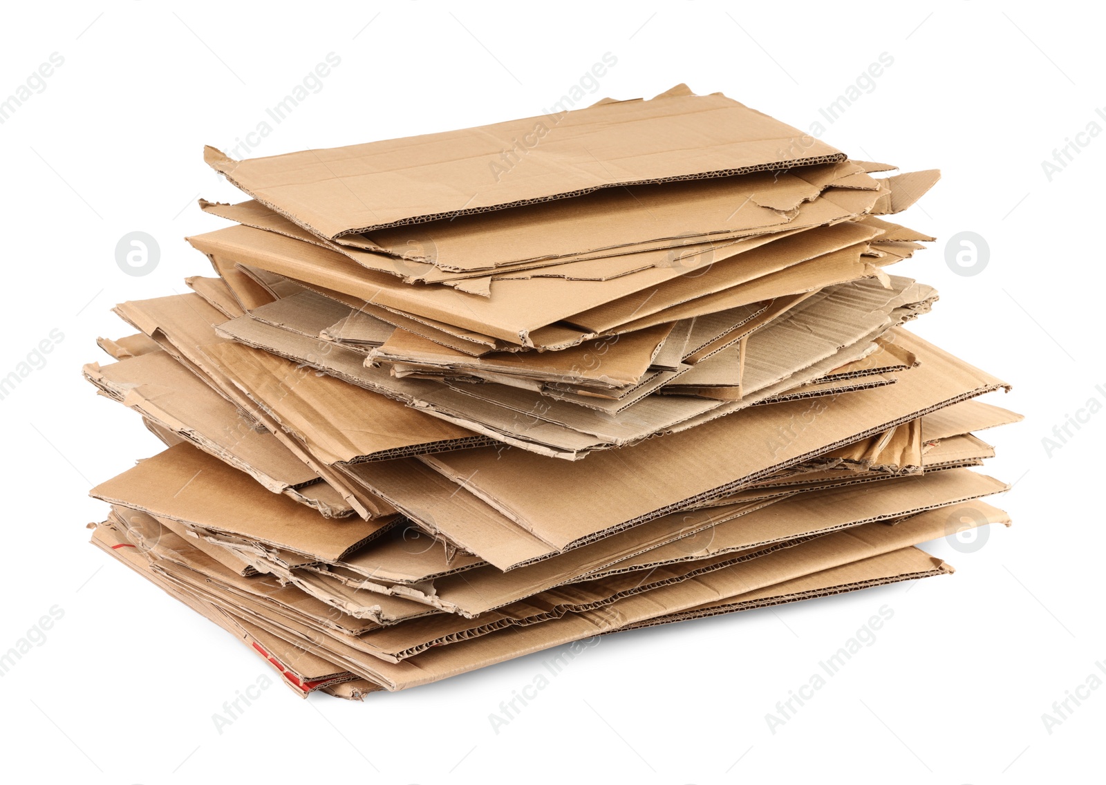 Photo of Stack of cardboard pieces isolated on white