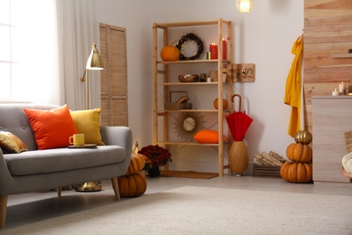 Photo of Cozy living room interior inspired by autumn colors