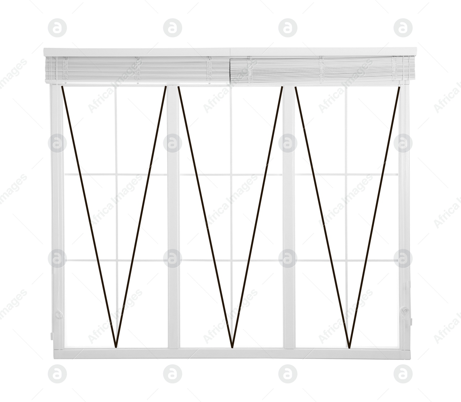 Image of Modern awning window with opening type lines on white background